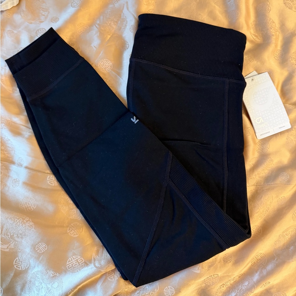 GapFit Black Leggings with Rib Waistband